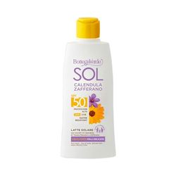 Bottega Verde - SOL Calendula Zafferano, Latte Solare Viso e Corpo, SPF 50, Protezione Alta, per Pelli Delicate, Resistente all'Acqua