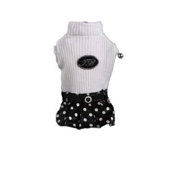 Trilly Tutti Brilli Jacqueline Vestido de Lana con Falda de Lunares y Aplicación Térmica Blanco, XXS - 1 Producto