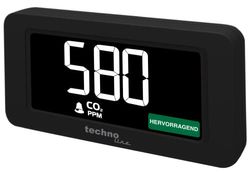 Technoline WL122 Co2-meetapparaat met gekleurde weergave van het Co2-gehalte (rood, geel, groen), Co2-alarm, ventilatieadvies