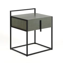 MESITA DE NOCHE 50X40X60 MADERA GRIS/METAL NEGRO