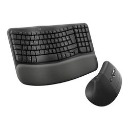 Logitech Wave Keys e Lift - Kit ergonomico - Tastiera wireless con supporto per i polsi e mouse wireless verticale - Easy-Switch, Bluetooth, più sistemi operativi, Windows/Mac - Grafite