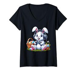 Mujer Auriculares Happy Easter Day 2024 Bunny Boys Niñas Kids Gamer Camiseta Cuello V