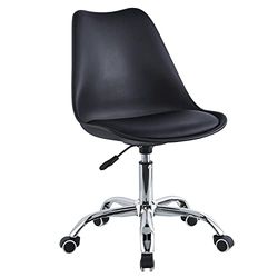 Brigros WeHome Chaise de Bureau Moderne Disponible en différentes Couleurs pour Chambre d'enfant Salle d'étude salles d'attente Chaise de Bureau avec Assise en Cuir synthétique (Noir)