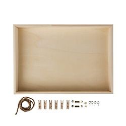 Rayher Wooden Shadow Box Frame for Craft, Display Case, natural wood, 36x25x5cm, rectangle, 62817000