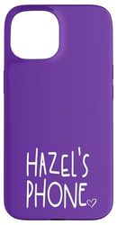 Hazel's Phone Hazels Prénom personnalisé Blanc Violet Coque pour iPhone 15