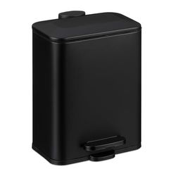 Relaxdays Pattumiera Bagno a Pedale 5 L, Cestino Secchio Interno Rimovibile e Coperchio Ammortizzato, Ferro Opaco, Nero