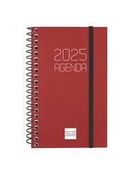 Finocam - Agenda Espiral Opaque 2025 Semana Vista Horizontal Enero 2025 - Diciembre 2025 (12 meses) Burdeos Español