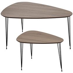 SET 2 MESAS CENTRO+72244 MADERA NATURAL PATAS METAL NEGRO_90X60X49,5CM+60X40X45CM