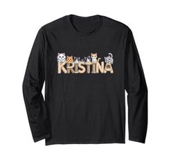 Kristina Cat Trees - Personalized Cute Name Word Art Long Sleeve T-Shirt