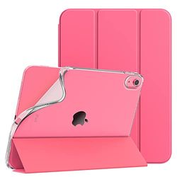 TiMOVO Hoes compatibel met iPad 10e generatie 10,9 inch 2022, drievoudig gevouwen PU lederen beschermhoes met zachte TPU achterkant, automatische slaap/wakker case voor iPad 10, watermeloenrood