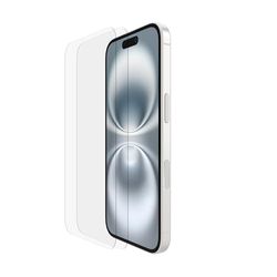 Belkin ScreenForce TemperedGlass Protector de Pantalla para iPhone 16, antiarañazos, marco de alineación fácil para aplicación sin burbujas, cristal templado para iPhone 16 y iPhone 15, paquete de 2