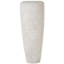 DRW Jarron de Suelo de Ceramica Beige Arena Ondulado 35x35x80cm