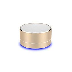 Altavoz de Metal Bluetooth para GIONEE F9 Plus Smartphone Puerto USB Tarjeta TF Auxiliar Altavoz Micro Mini (Oro)