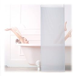 Relaxdays Store de baignoire, 60x240 cm, rideau de douche hydrofuge, plafond & fenêtre, pare-bain, salle de bain, blanc