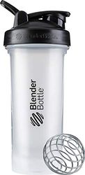 BlenderBottle Classic V2 Shaker Bottle with Stainless Steel Ball, For Protein Shakes, Dishwasher Safe, 830ml, Clear Black