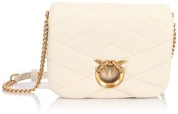 Pinko Women's Love Click Puff Baby Sheep Tassel Puzzle Quilt Bag, Z14q_White Silk-Antique Gold, 18