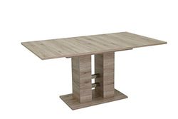 Apollo Helena Mesa de pedestal, material composto de madeira revestida de melamina, decoração de carvalho San Remo, expansível com extração sincronizada 140 - 220 x 90 cm