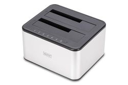 DIGITUS DA-71540-2 – Station d'accueil SATA duale – USB 3.0 – pour SSD et disques durs 2,5"/3,5" – SATA 3 – avec Fonction de clonage – Plug & Play – Gris