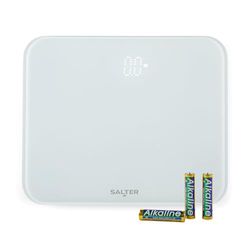 Salter 9204 WH3R Ghost Electronic Bathroom Scale – Compact Body Weight Scales, 180 KG Max Capacity, Hidden Until Lit Display, Step on for Instant Readings, Toughened Safety Glass, Carpet Feet, White