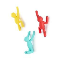 Crochets muraux Buddy de Umbra - Porte-manteau mural décoratif pour manteaux, foulards, sacs, sac à main, sacs à dos, serviettes et plus, ensemble de 3, multicolores assortis