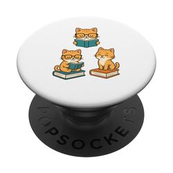 Cats Reading - Book Lover Reading Bookworm Reader PopSockets Adhesive PopGrip