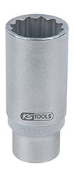 KS Tools 150.2312 Llave de vaso de 1/2'' para inyectores, 12 cantos, 27 mm