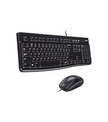 Logitech MK120 Wired Keyboard and Mouse Combo for Windows, AZERTY French Layout - Black
