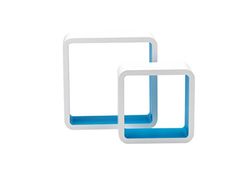 King Home m1105002/A Juego 2 Piezas estante Quadra Stondata de MDF bicolor, blanco/azul, 26 x 10 x 26h 20 x 10 x 20h