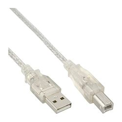 InLine 34535T USB 2.0 kabel, A till B, transparent, 3 m