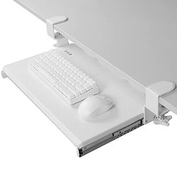 VIVO Kleine toetsenbordlade, uittrekbaar onder bureau met extra stevig C-klembevestigingssysteem, 20 (26 inclusief klemmen) x 11 inch uitschuifbare computerplattelade, wit, MOUNT-KB05ES-W
