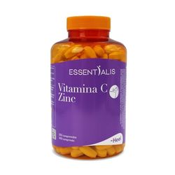 Essentialis Vitamina C Zinc, Complemento Alimenticio con Vitamina C y Zinc – Ideal para tu sistema inmune – 300 comprimidos veganos-Sin aditivos artificiales – Niños 500 mg y adultos 500mg - 1000mg