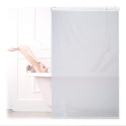 Relaxdays Store de baignoire, 100x240 cm, rideau de douche hydrofuge, plafond & fenêtre, pare-bain, salle de bain, blanc