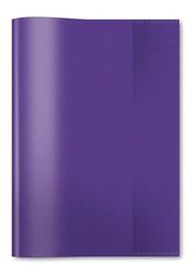 HERMA Clear Exercise Book Cover A5, Made of wipeable and Sturdy Plastic, Slip on Cover Jackets for School, Purple 7486