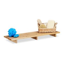 Relaxdays Prateleira para duche de bambu, tábua de madeira, bandeja moderna, sem brocas, lxw x P: 6 x 70 x 22 cm, natural, 22 x 70 x 6 cm