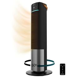 Cecotec Chauffage électrique céramique sur pied ReadyWarm 2070 Max Ceramic Rotate Smart. 2000 W, Écran numérique, Contrôle tactile et Télécommande, Oscillation, 3 Modes, Thermostat, 20 m²