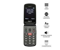 Beghelli Salvalavita Phone SLV19, Cellulare GSM con Tasto di Chiamata Rapida di Soccorso, Semplice da Usare, con Caricabatterie Incluso, Ideale Per Anziani