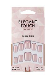 Polished Colour 24 Nails With Glue Squoval Think Pink