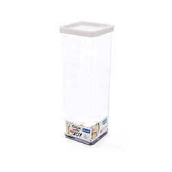 Rotho, Loft, square storage box 2l with lid and seal, Plastic (PP) BPA-, transparent/white, 2l (10,0 x 10,0 x 28,5 cm)