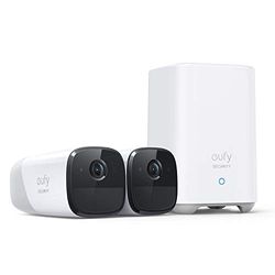 eufy Security telecamera wifi esterno eufyCam 2 Pro, durata 365 gg, compatibilità HomeKit, risoluzione 2K, impermeabilità IP67, visione notturna, kit 2 telecamere, zero costi mensili