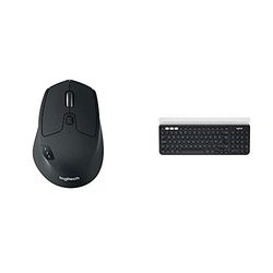 Logitech K780 Multi-Device Wireless USB, Bluetooth Keyboard, Wireless Keyboard & M720 Triathlon Wireless Mouse, Bluetooth, USB Mouse for Windows and Mac