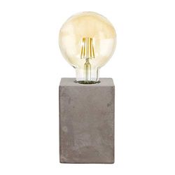 Eglo Candeeiro de mesa de um foco Prestwick, candeeiro vintage de mesa, industrial, retro, luz de cabeceira de concreto em cinza, candeeiro com interruptor, suporte para lâmpadas E27