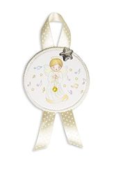 Medaillon wieg Engel Custode met muziekdoos, perfect als cadeau voor geboorte of doop, om op te hangen aan de wieg, aan de kinderwagen of in de babykamer
