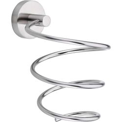 tesa MOON Hair Dryer Holder - No Drill Wall Mounted Chromed Metal Blow Dryer Holder - Stainless - Waterproof - Includes Removable Glue Solution