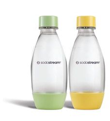 SodaStream DuoPack plastflaskor Fuse 0,5 l, diskmaskinssäker, 2-pack, gul/grön, 19 cm hög