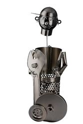 Verpakking van 2 flessenhouders, metaal, zilverkleurig, PU 2, L. 13 cm, W. 14 cm, H. 35 cm
