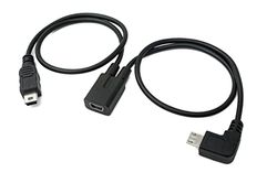 SYSTEM-S USB 3.1 kabel 30 cm Mini B bus naar stekker & Micro B stekker hoek zwart