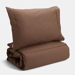 Bianca Plain Dyed Deep Taupe Duvet Cover Set 260x240+50x110(2) + White Pillowcase 50x80(2)