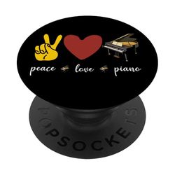 Piano Teacher Pianist Heart Peace Love Piano PopSockets Adhesive PopGrip