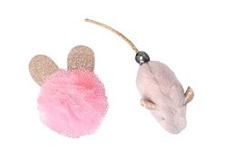 Dingo Le Set de Jouets Glamour pour Chat : Souris avec Clochette et Balle avec Oreilles Pailletées, pour Jouer et Chasser, Jouets Élégants pour Chat en Couleurs Gris, Rose et Or (21181)