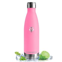 Vikastar Botella Termica, 0.5L Sin BPA, Botella Agua Acero Inoxidable, Reutilizable, Cantimplora, Reutilizable, Doble Aislamiento, Botella de Agua para Niños, Deportes, Fitness, Rosa